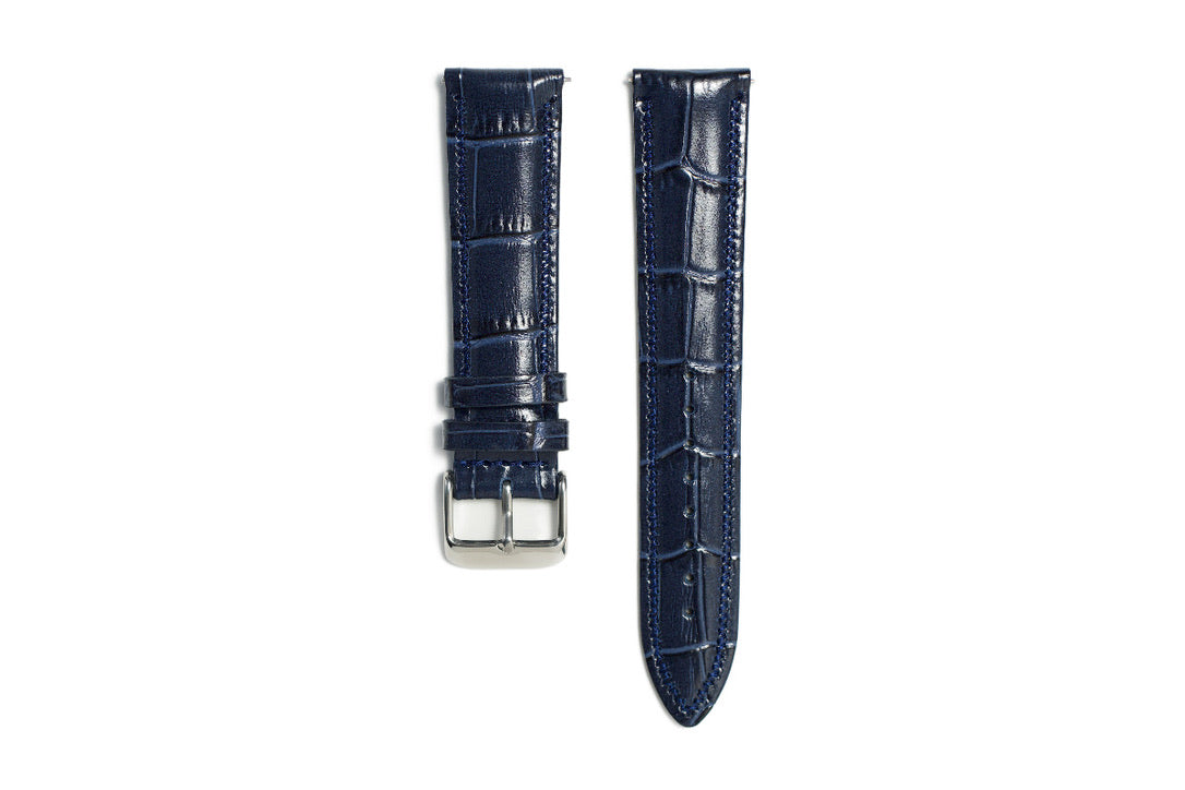 Grotta  Watch Strap Blue  Glossy Large Scale Croco