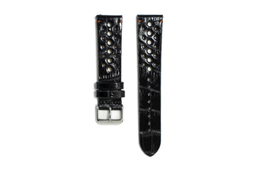 Le Mans Glossy Croco Grained Black