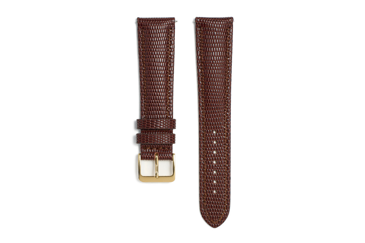 Casablanca Dark Brown Lizard Grained Watch Strap