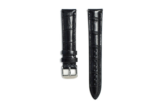 Grotta Watch Strap Black Matte Large Scale Croco