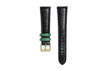 Casablanca Black Lizard Grained Green Keeper Watch Strap
