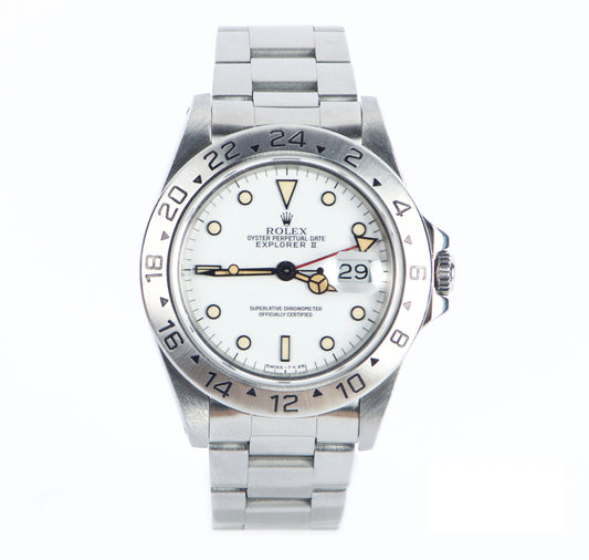 Rolex Explorer II 16570  from 1996 T597XXX T10 Clasp Chicchi di Mais Corn Kernels Cream Patina Original hand