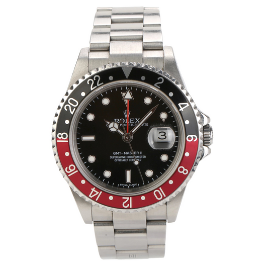 ROLEX GMT-MASTER II 16710 COKE STICK DIAL Z561XXX SERIAL OP11 CLASP UNPOLISHED
