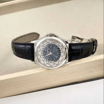 Patek Philippe World Time Platinum MINT discontinued blue guilloche dial 5130P-020 5130P